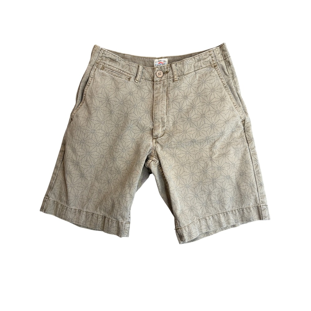 Faherty Cotton Geometric Star Print Twill Chino Shorts Khaki Mens 28 Gorpcore